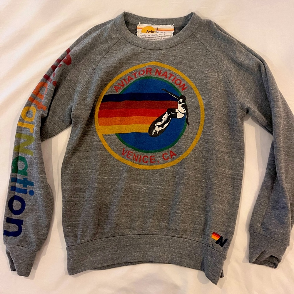 GRAY AVIATOR NATION SWEATSHIRT. size small, barely used